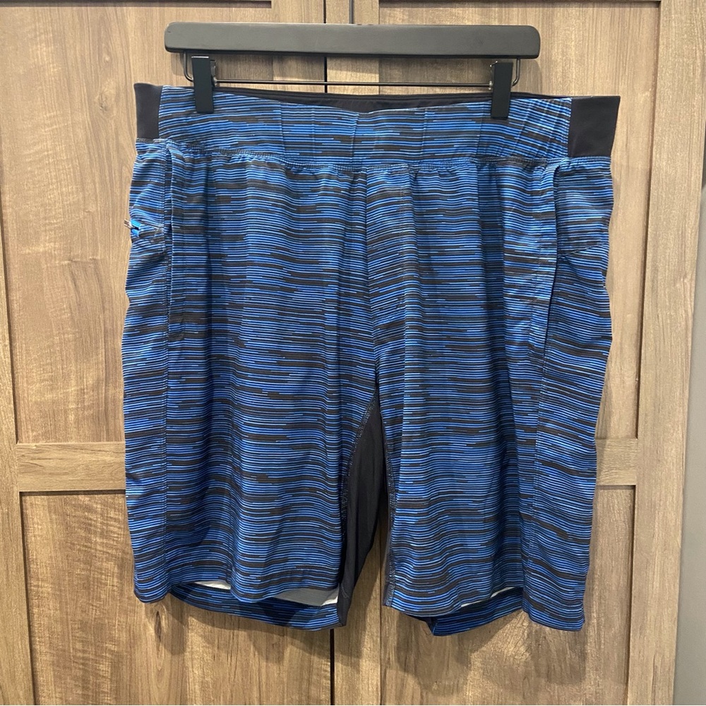 lululemon athletica Blue Striped Athletic Shorts